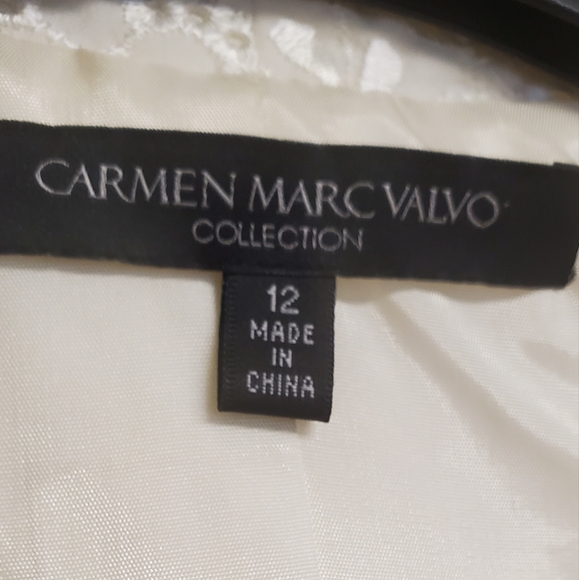Vintage Carmen Marc Valvo Evening Jacket White Lace, Beaded & Sequin 12 - Picture 9 of 10